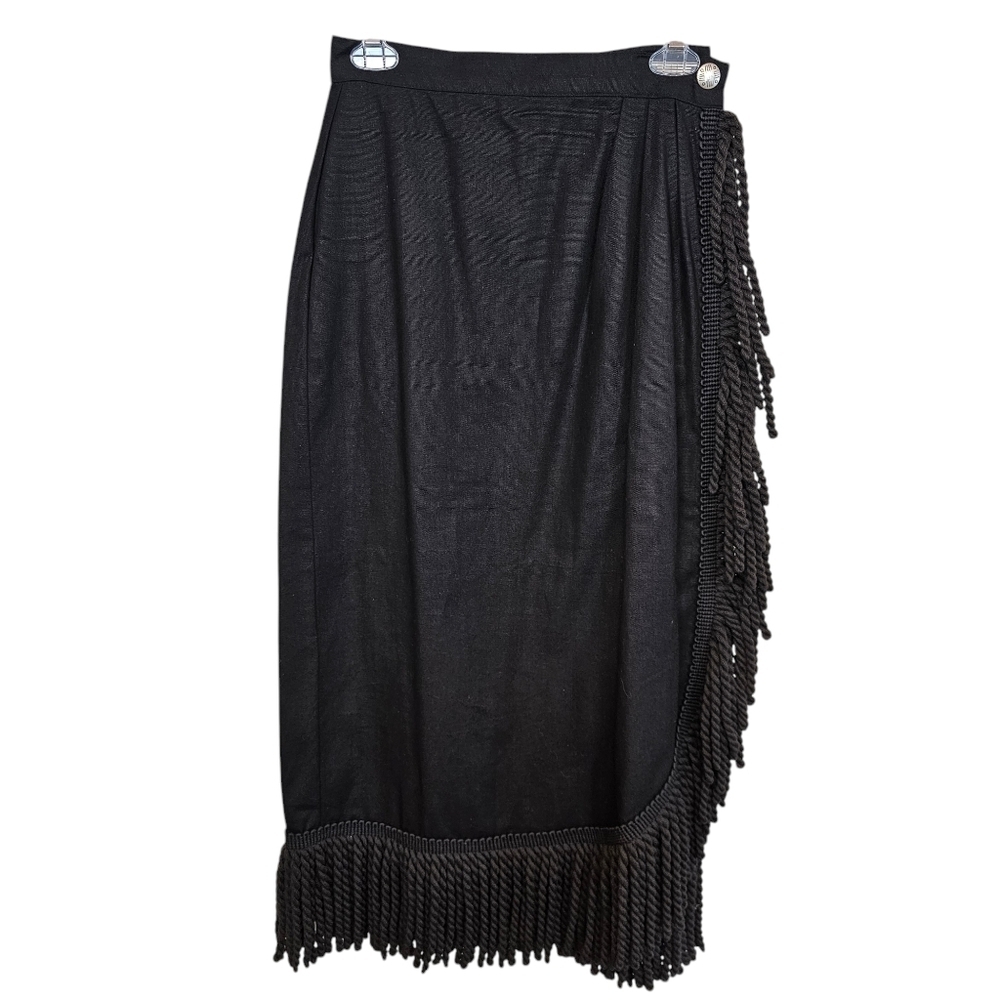 Vintage Rope Tassel Southwestern Wrap Midi Skirt Rodeo Country High-waisted